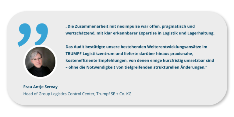 Kundenfeedback zum neoimpulse Logistik Assessment bei TRUMPF.